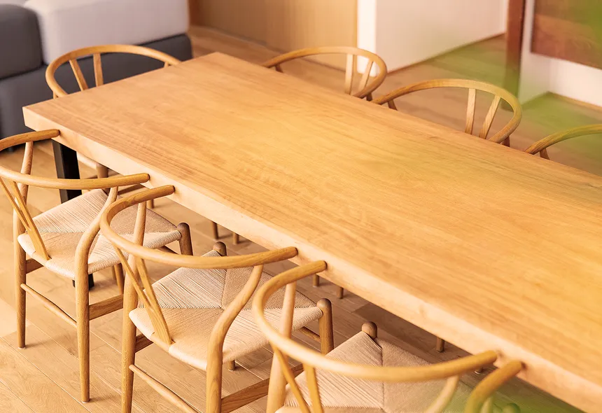 天然無垢の天板。